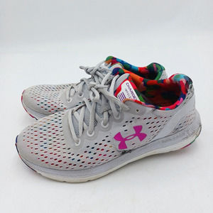 Women UA Under Armour Charged Impulse Floral Running Shoe 7.5 Gray‎ 3024264-100
